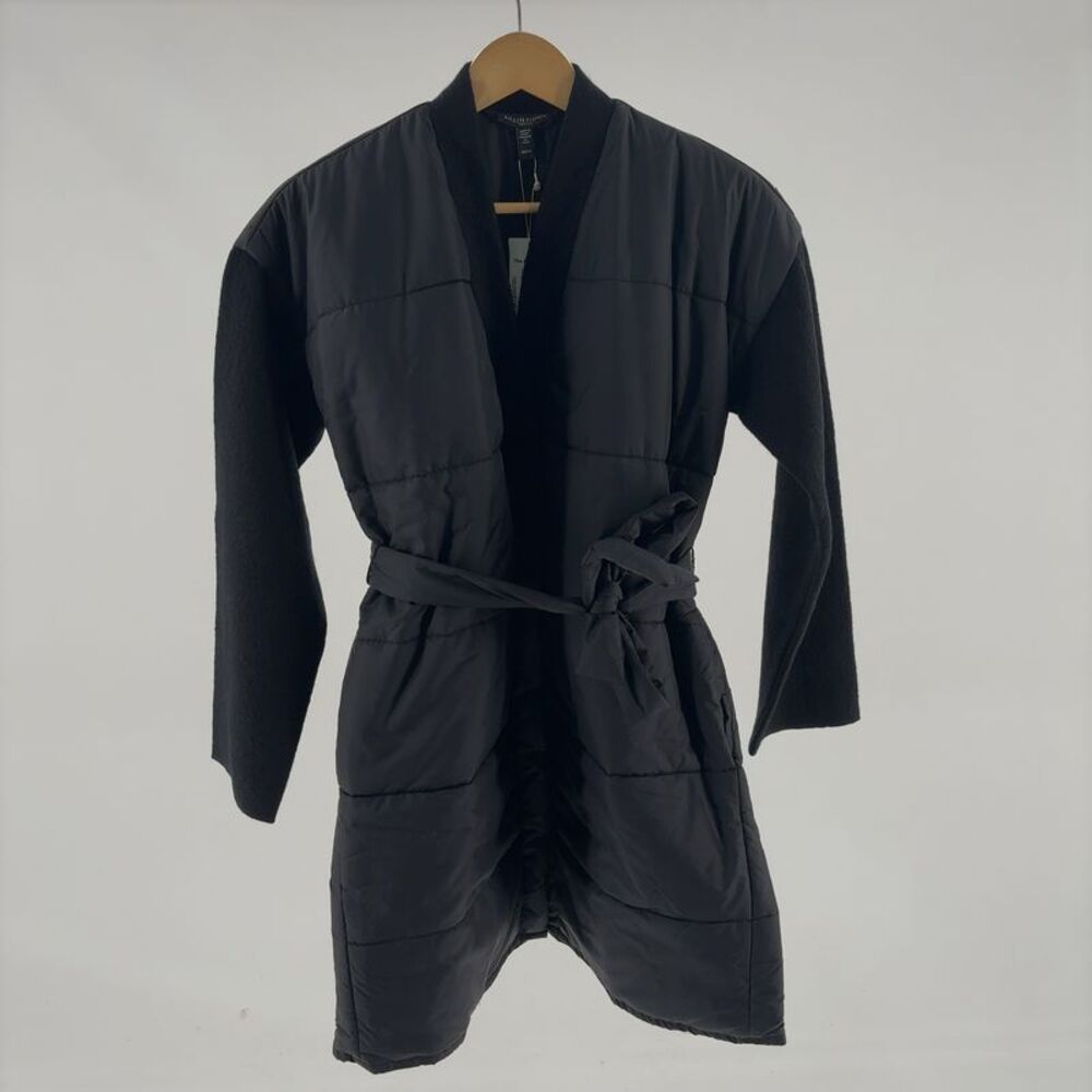 Eileen Fisher Quilted Recycled-Nylon Puffer in Black Boiled-Wool Coat
